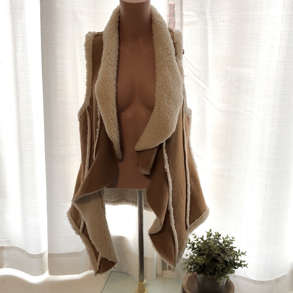 Suede sherpa vest.